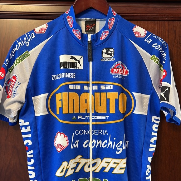 Puma Finauto Rare Multicolored Royal Blue Biker Rear Pocketed Racing Shirt! - Picture 3 of 8